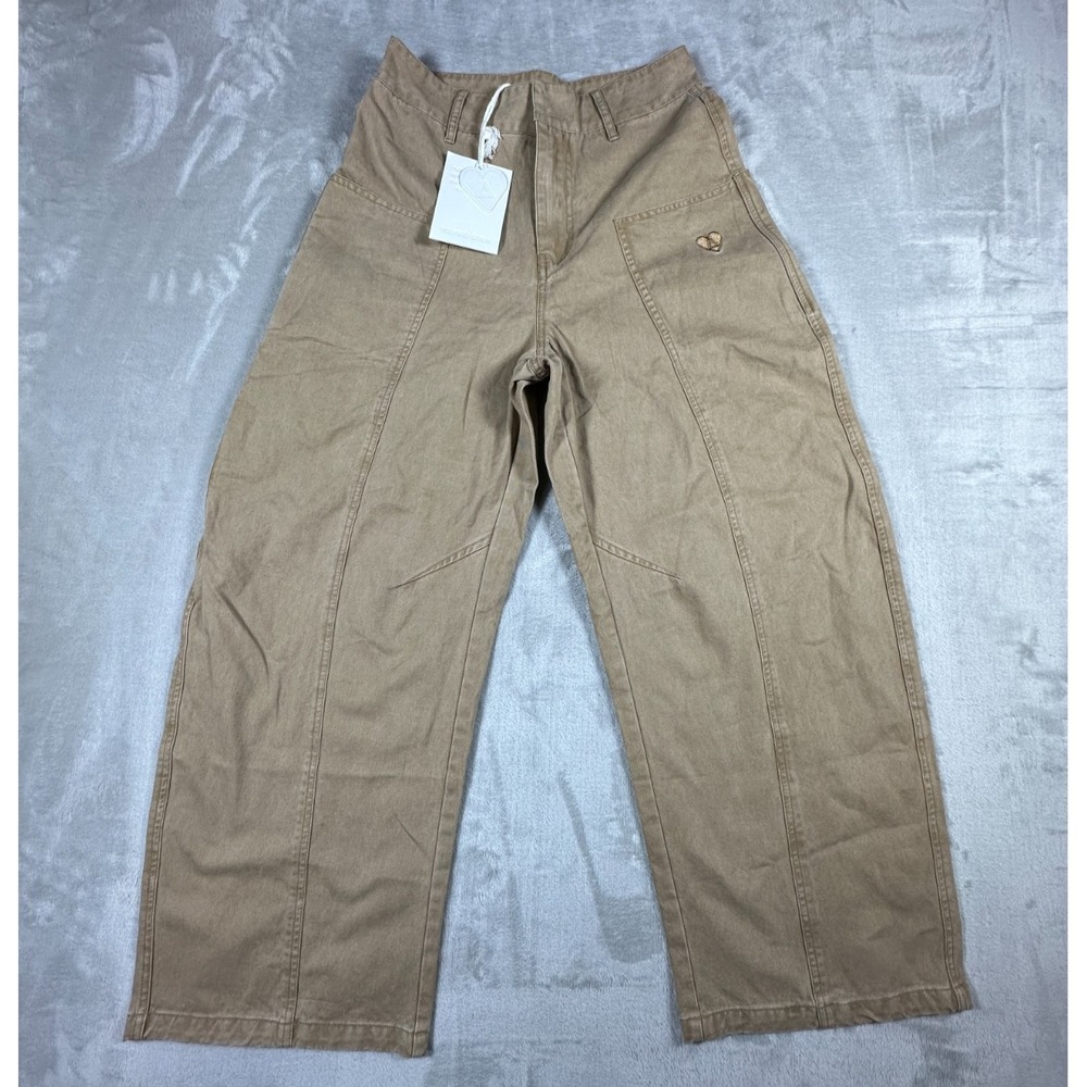 Aelfric Eden Wide Leg Workwear Pants Khaki Brown Cotton Womens Size 28 NWT Cargo